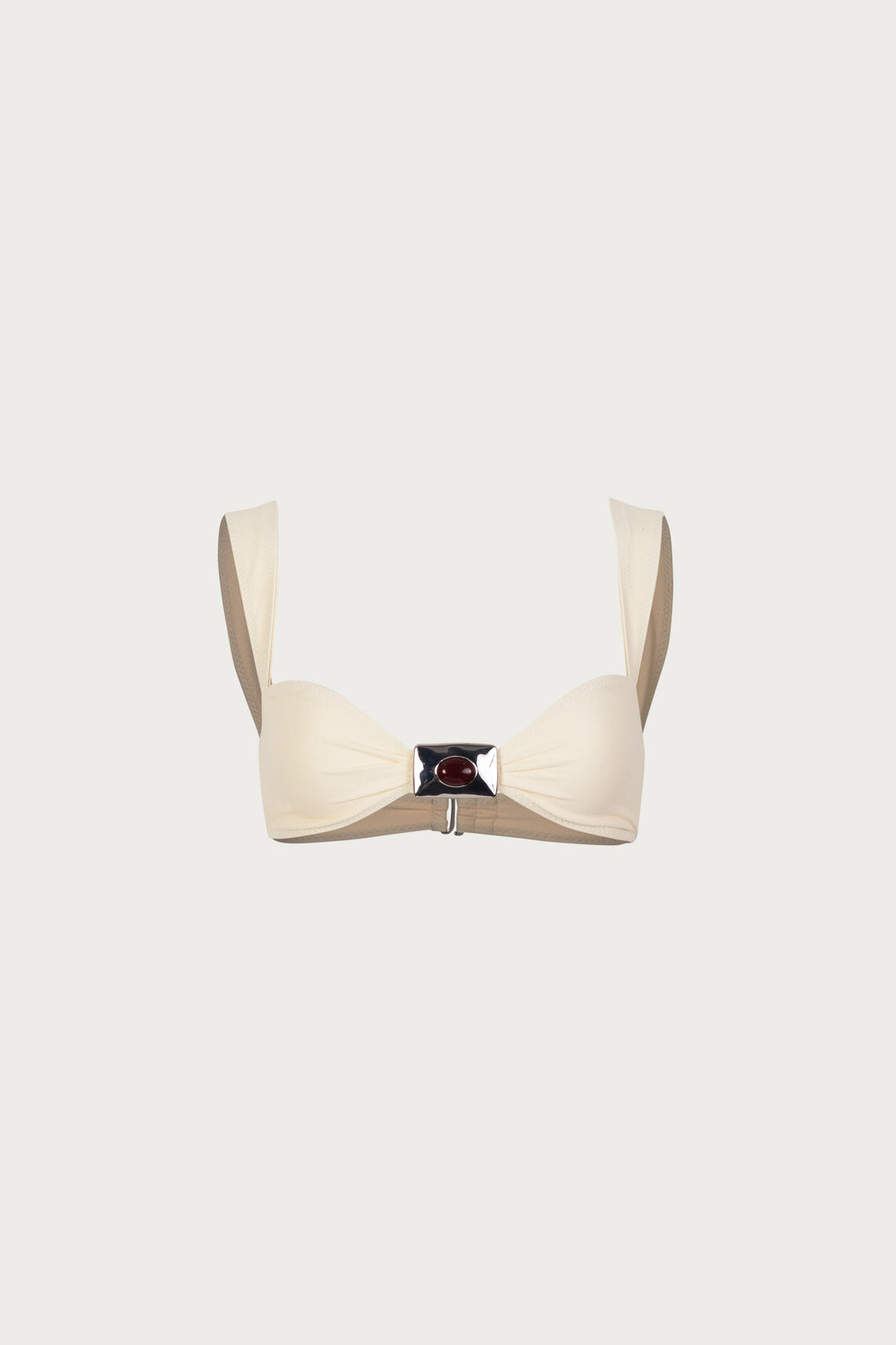 Yüksek Bel Suni Süet Krem Bikini Takımı