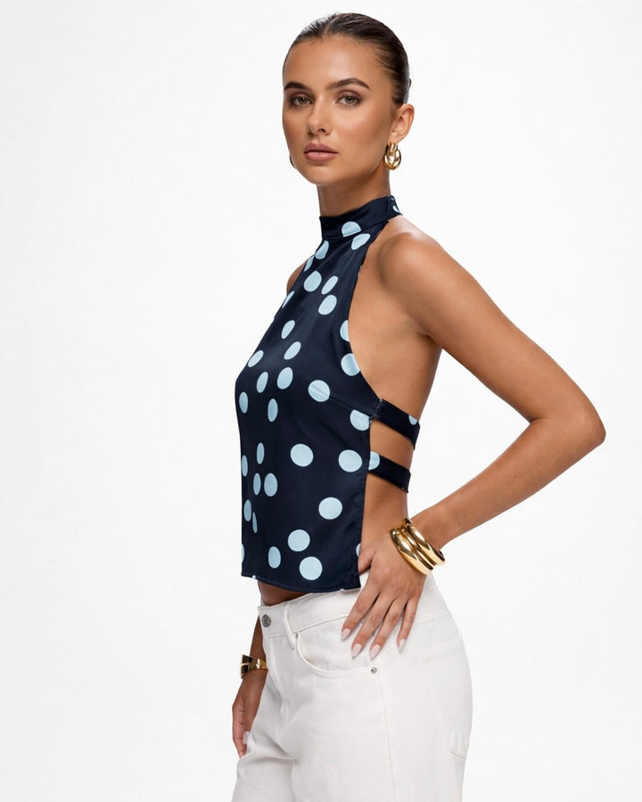 Polka Muse Yüksek Bel Halter Kolsuz Üst