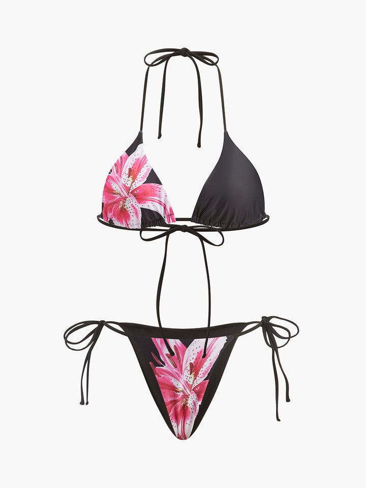 Çiçek Desenli Bikini ve Etek Takımı