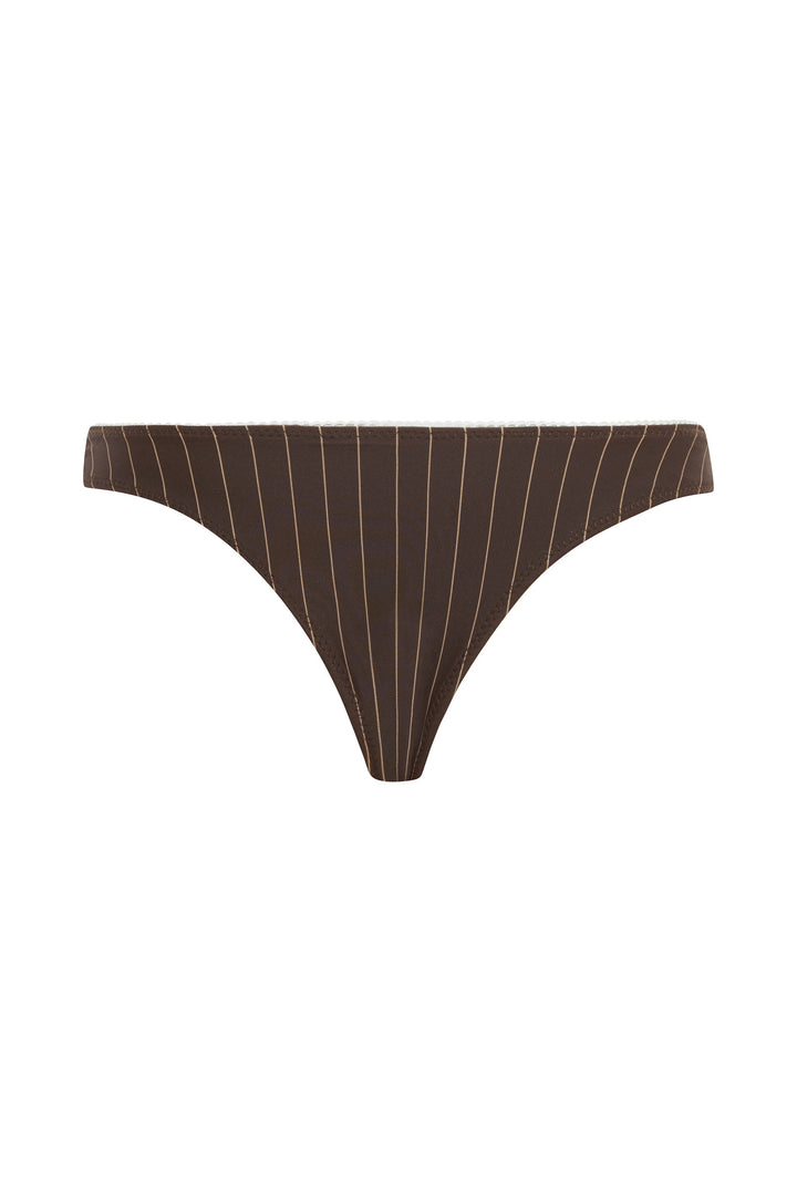 Yüksek Bel Kahverengi Çizgili Jeanie Bikini Takımı