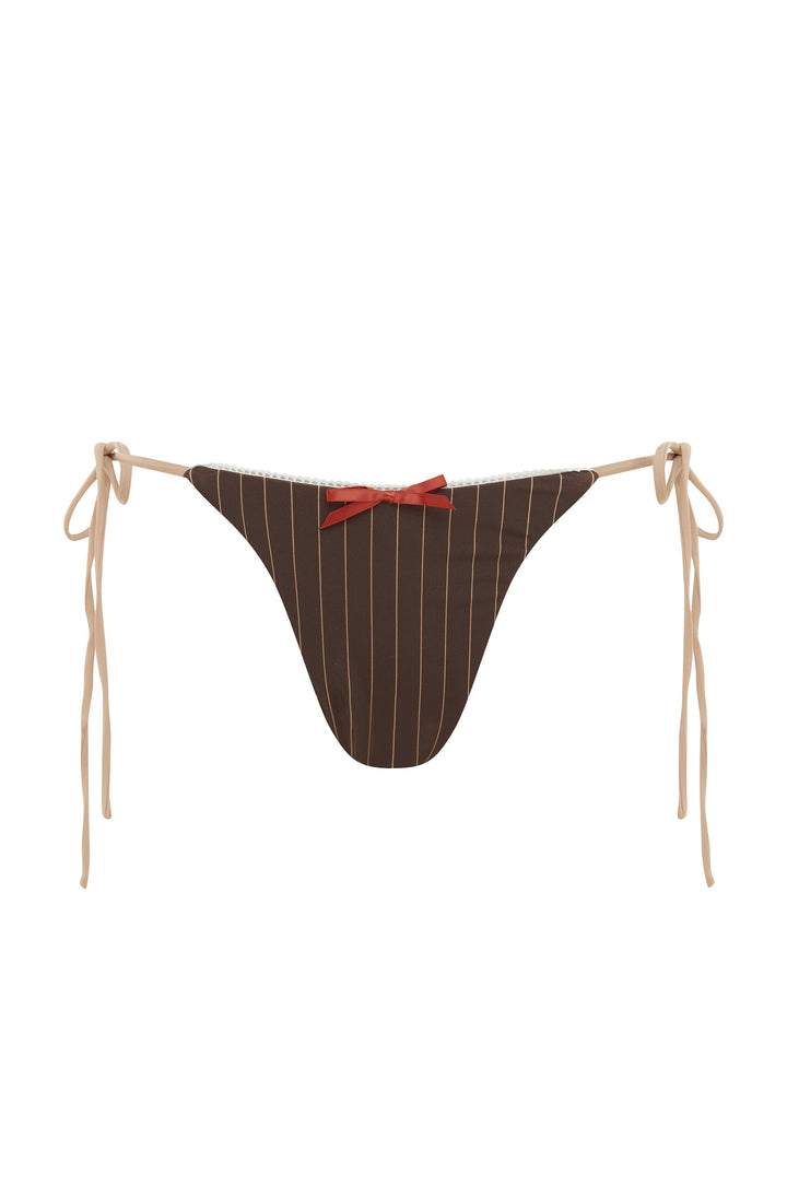 Yüksek Bel Kahverengi Çizgili Juni Bikini Takımı