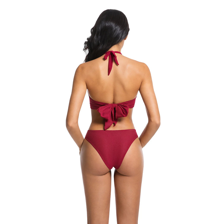Yüksek Bel Kırmızı İki Parça Bikini