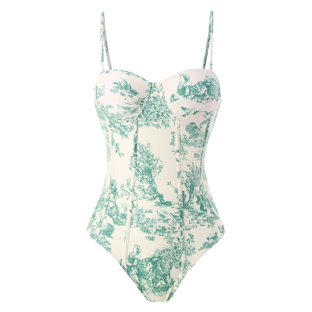 Retro Desenli Yüksek Bel Bikini Seti - Şık ve Rahat