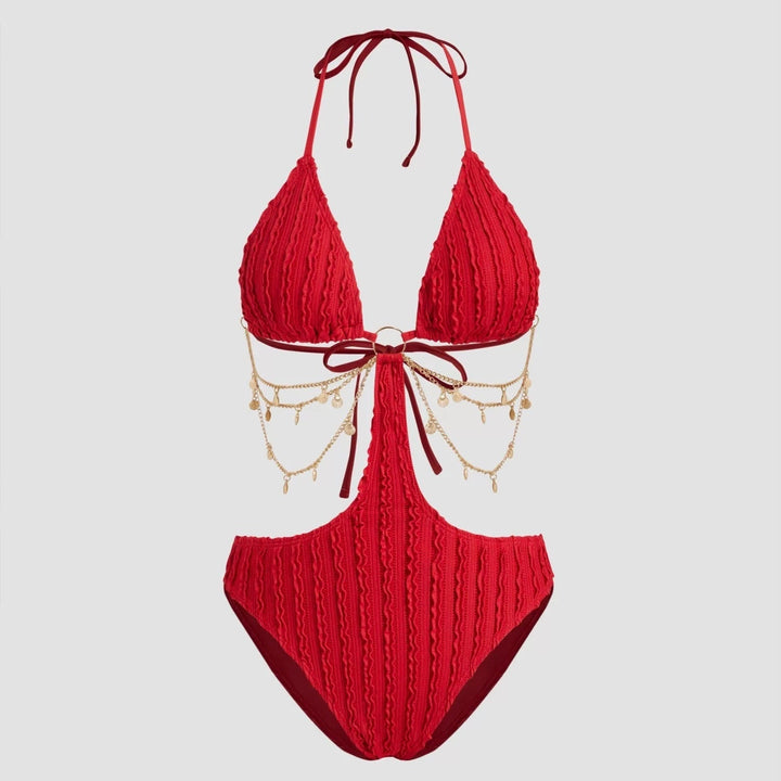 Yüksek Bel Altın Zincir Monokini