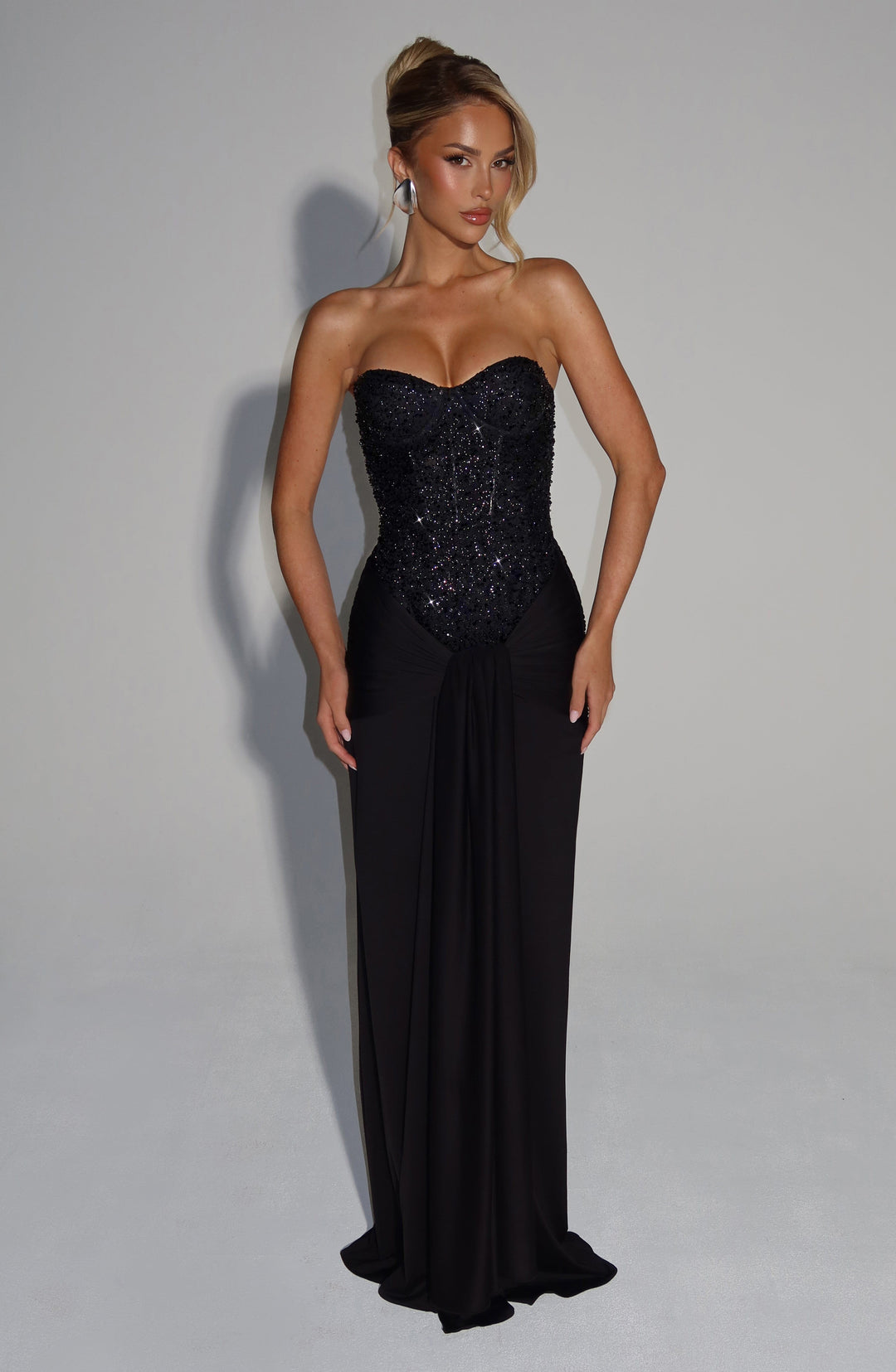 Carina Siyah Maxi Elbise