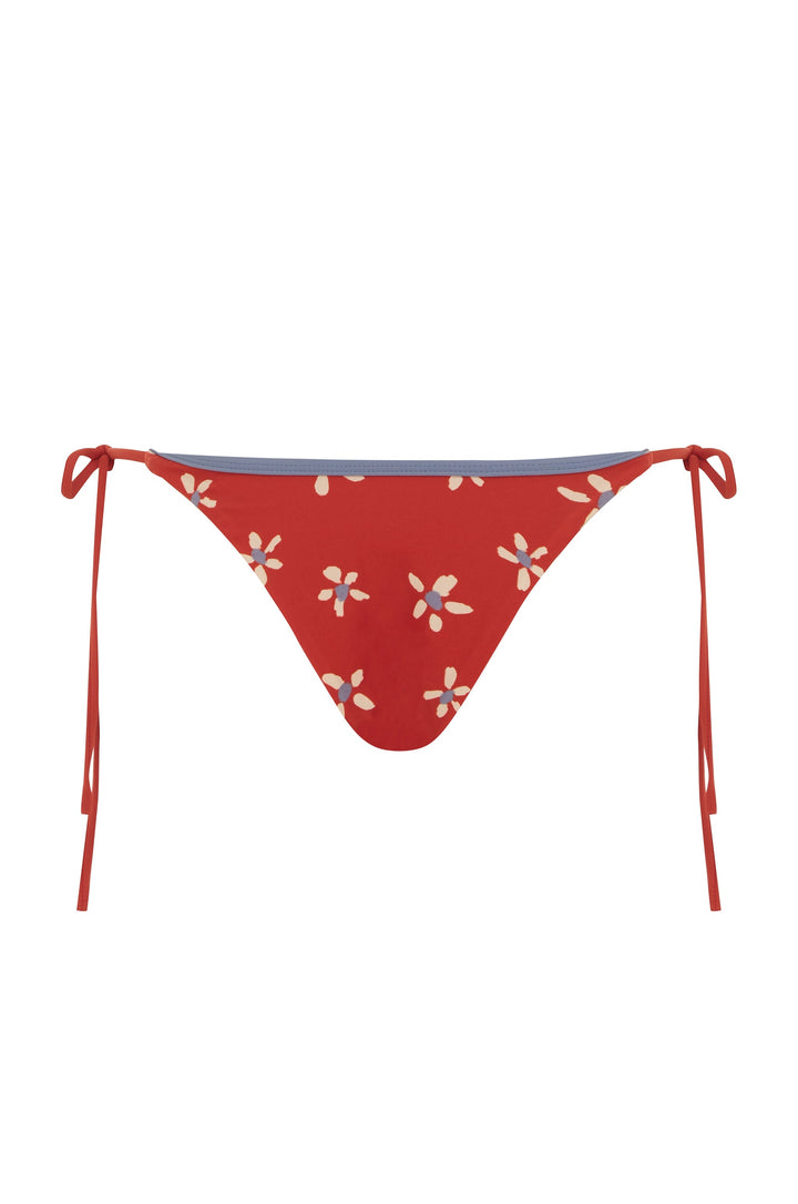 Yüksek Bel Kırmızı Çiçekli Juni Bikini Takımı