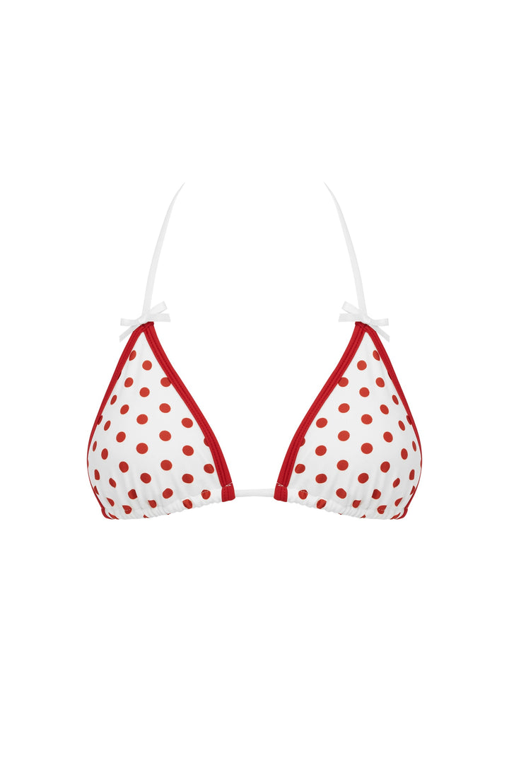 Yüksek Bel Kırmızı/Beyaz Puantiye Bikini Takımı