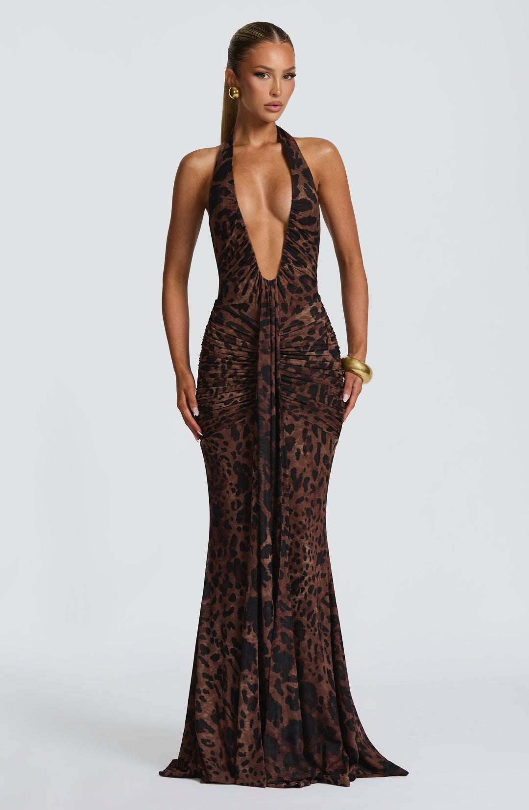 Leopar Desenli Rosetta Maxi Elbise